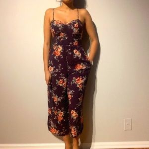 Xhilaration Purple Patterned Jumpsuit S